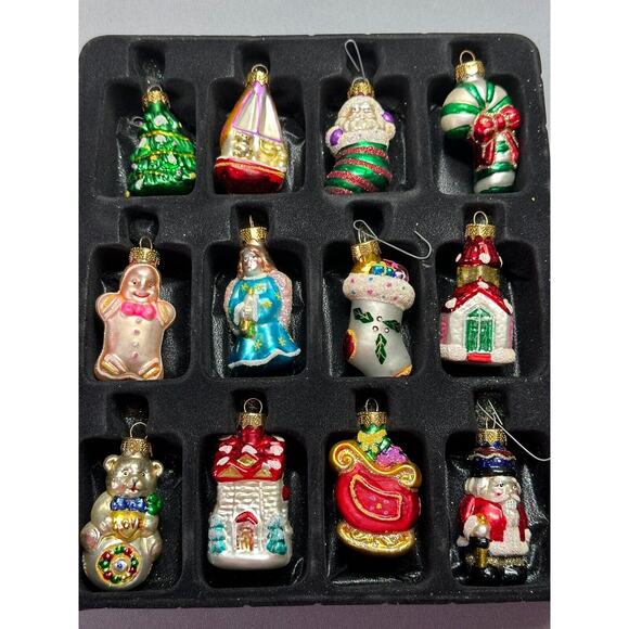 Designers Studio Blown Glass Christmas Ornament Set of 12 Santa/Boy/tree etc. - Picture 12 of 12